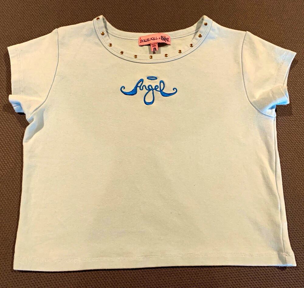 Dolls Kill x Bratz Heaven Sent Angel Baby Tee M Studded Embroidered Y2K